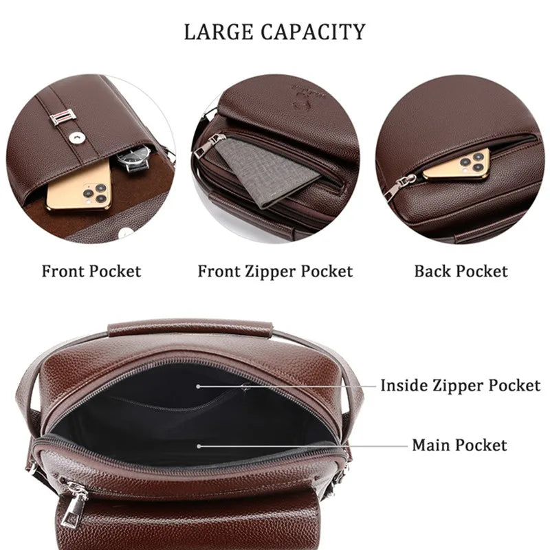 Genuine Leather Crossbody Tote Business - Glamora