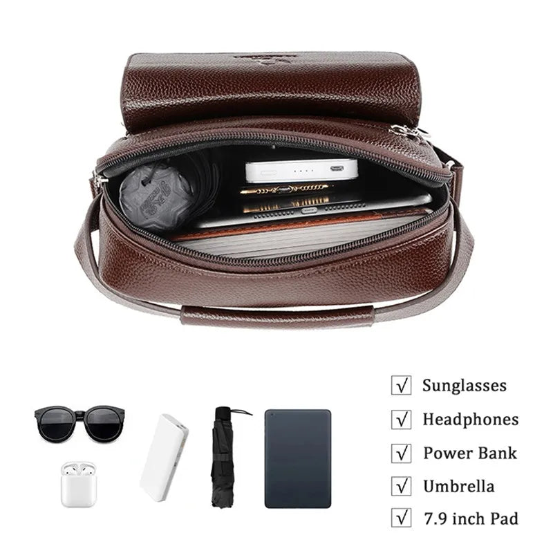 Genuine Leather Crossbody Tote Business - Glamora