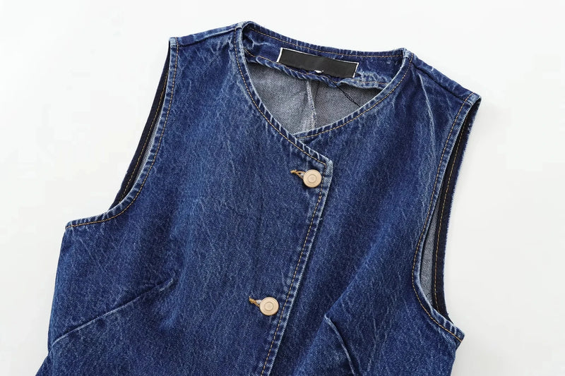 Cropped Denim Vest Casual Streetwear Women - Glamora
