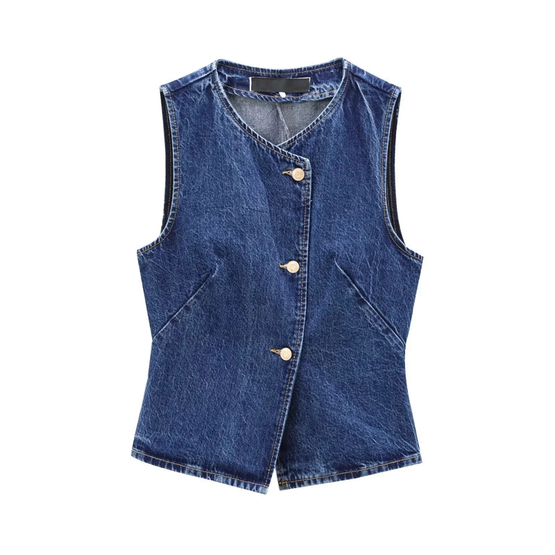 Cropped Denim Vest Casual Streetwear Women - Glamora