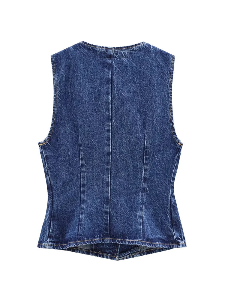 Cropped Denim Vest Casual Streetwear Women - Glamora
