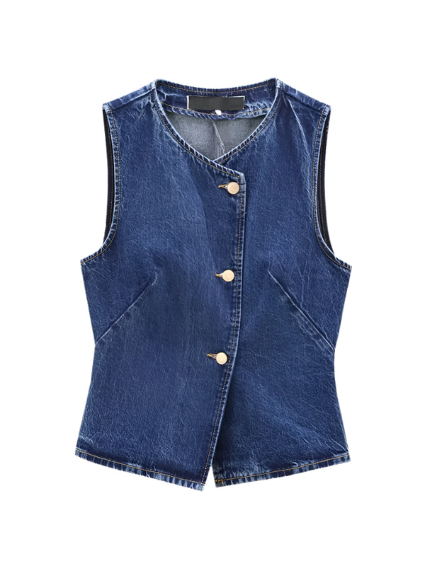 Cropped Denim Vest Casual Streetwear Women - Glamora