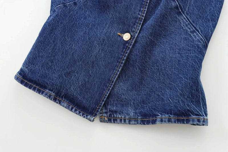 Cropped Denim Vest Casual Streetwear Women - Glamora