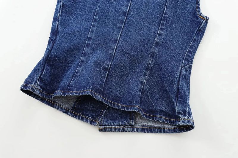 Cropped Denim Vest Casual Streetwear Women - Glamora