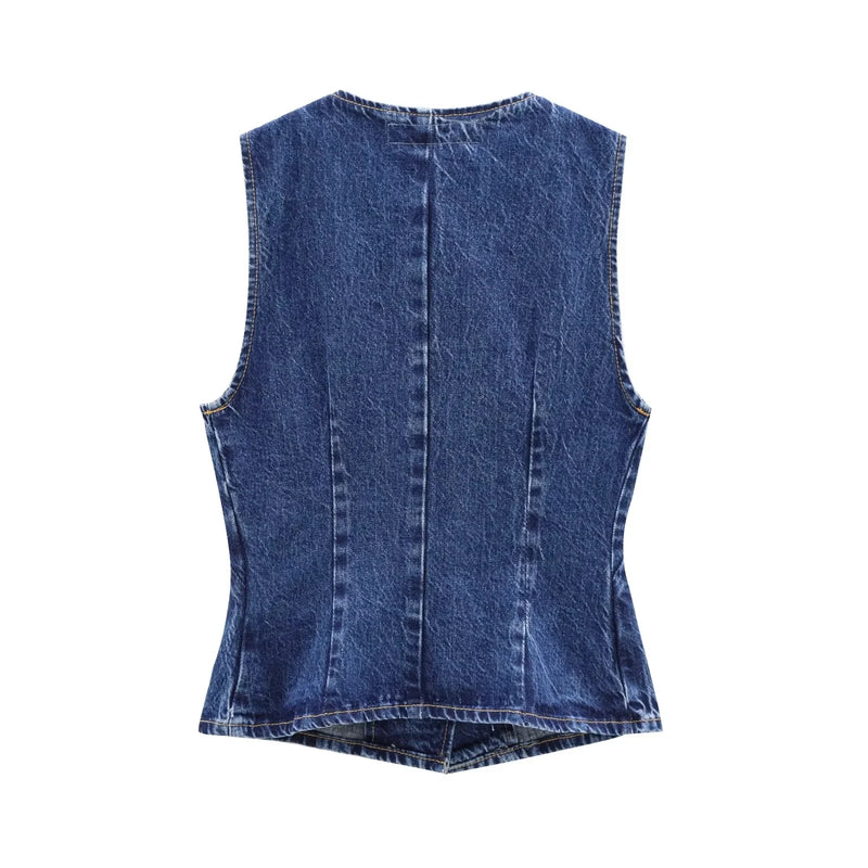 Cropped Denim Vest Casual Streetwear Women - Glamora