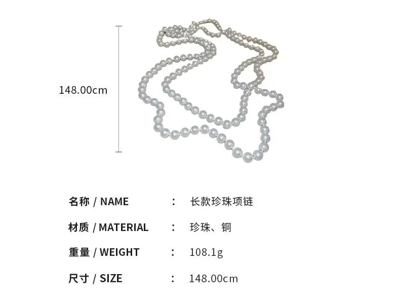 Elegant Long Pearl Collarbone Necklace - Glamora
