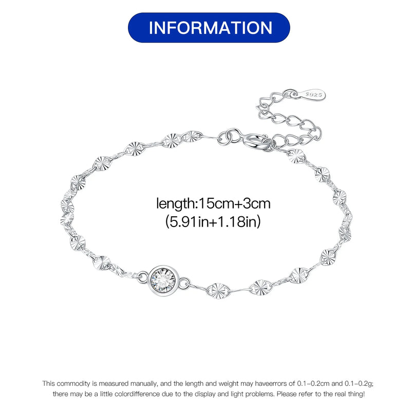 925 Sterling Silver Zircon Charm Bracelet - Glamora