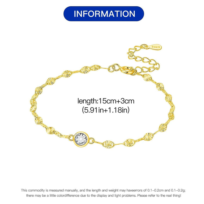925 Sterling Silver Zircon Charm Bracelet - Glamora