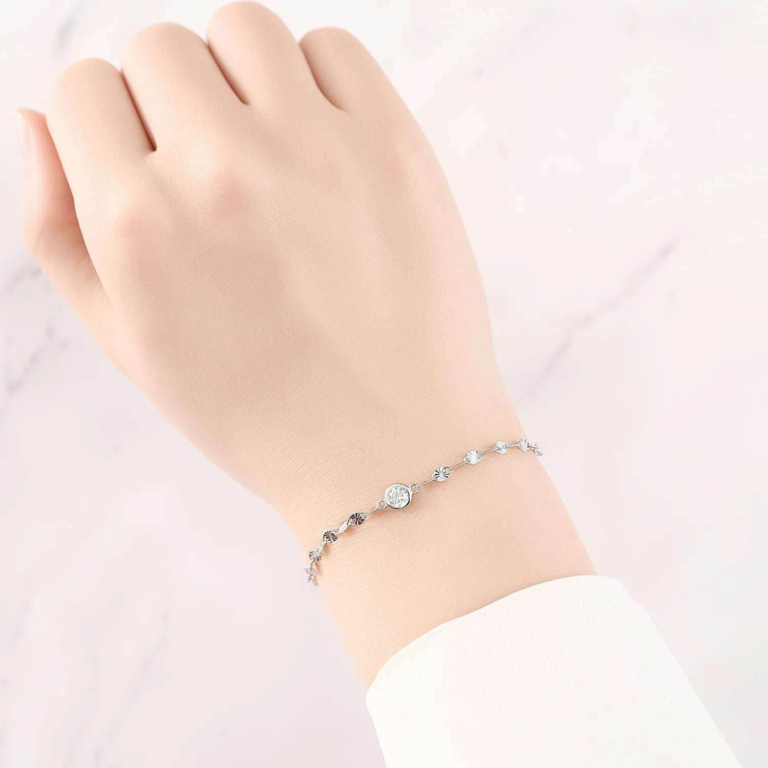 925 Sterling Silver Zircon Charm Bracelet