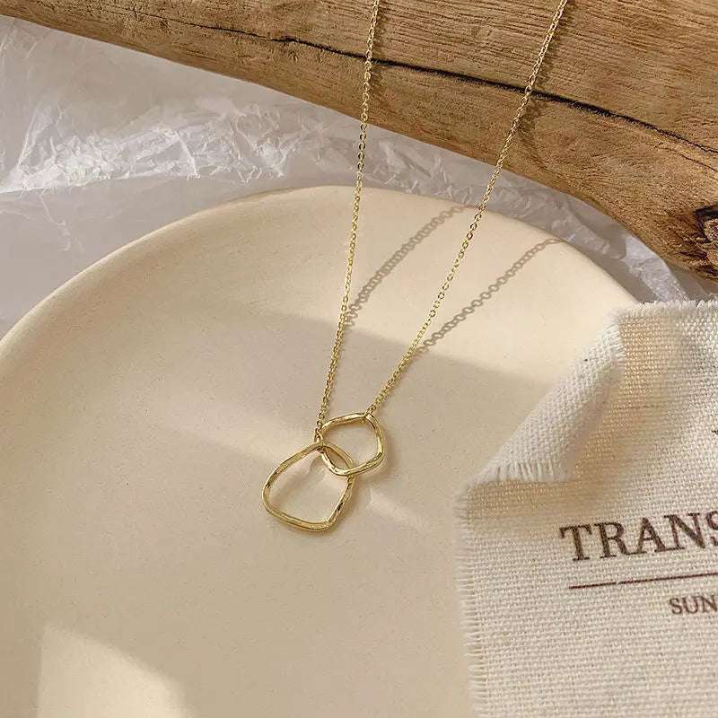 Exquisite Layered Geometric Round Necklaces