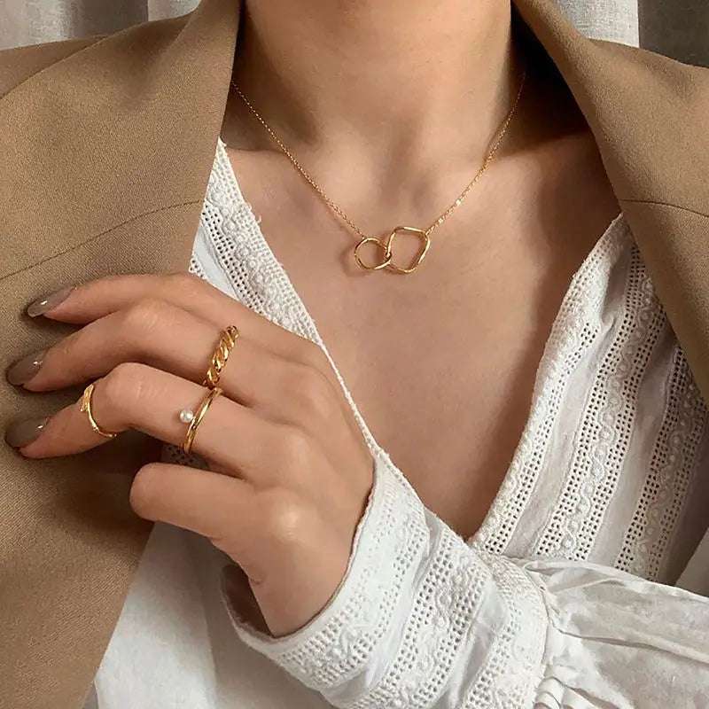 Exquisite Layered Geometric Round Necklaces - Glamora