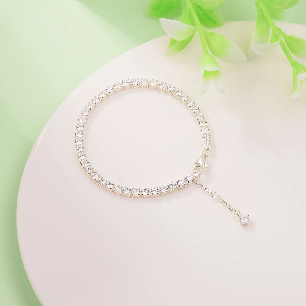Sterling Silver Adjustable CZ Sparkle Bracelet