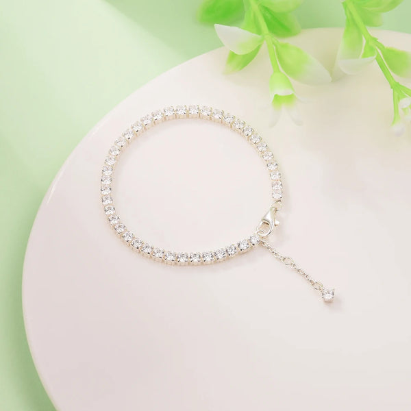 Sterling Silver Adjustable CZ Sparkle Bracelet - Glamora