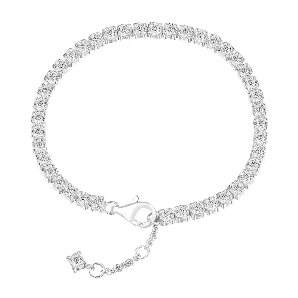 Sterling Silver Adjustable CZ Sparkle Bracelet - Glamora