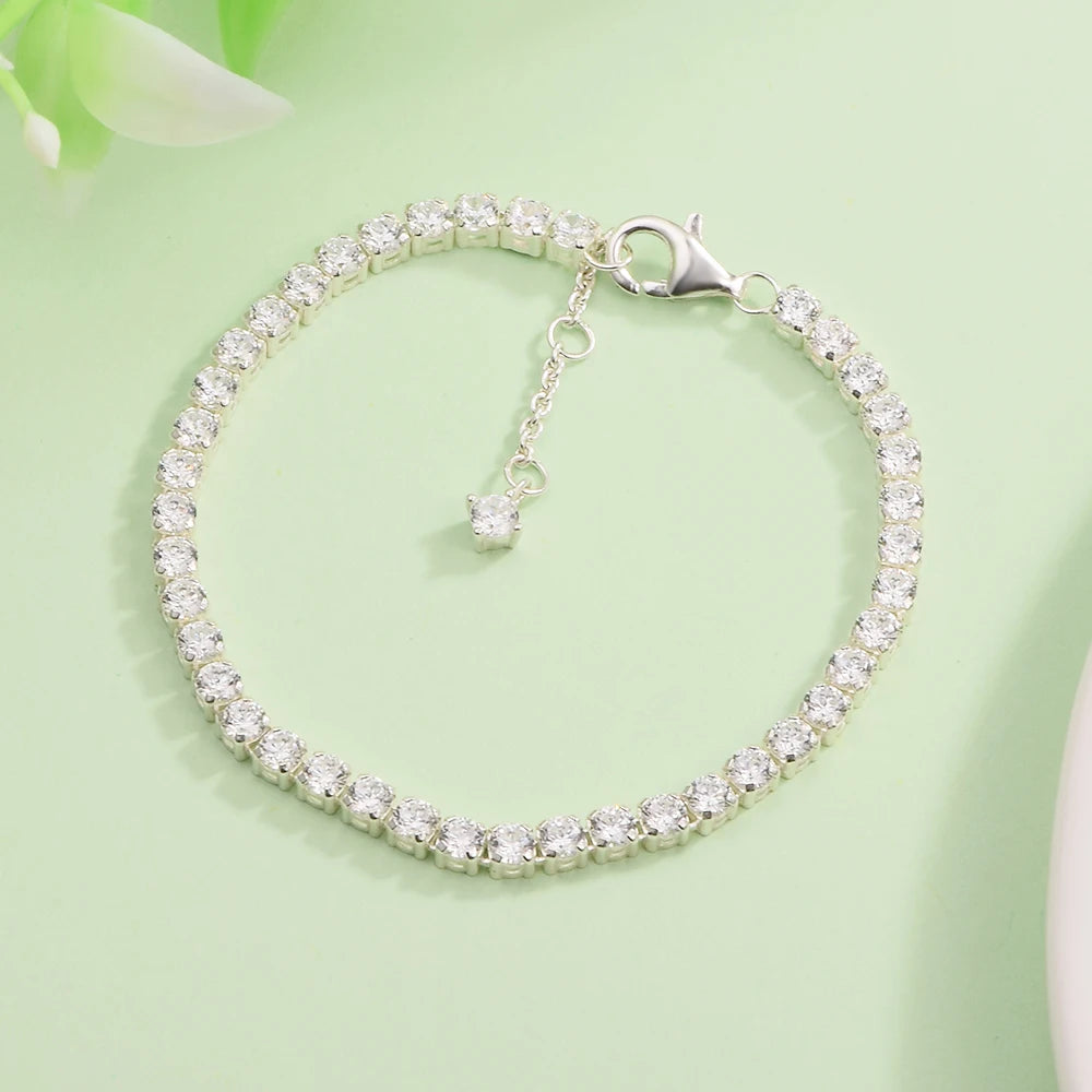 Sterling Silver Adjustable CZ Sparkle Bracelet