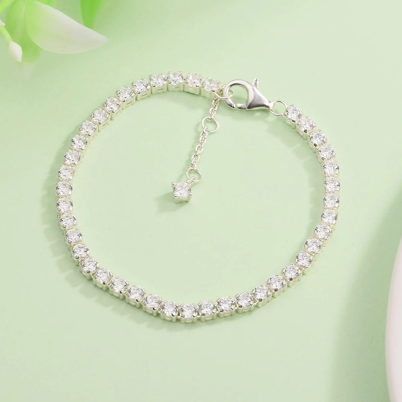 Sterling Silver Adjustable CZ Sparkle Bracelet - Glamora