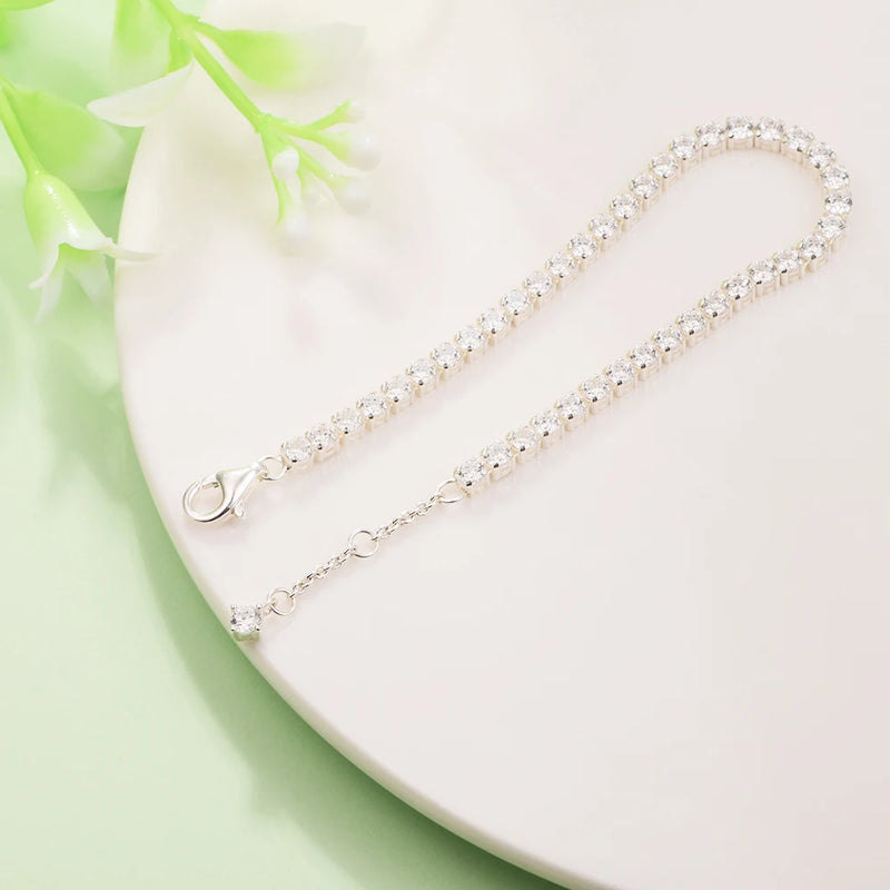 Sterling Silver Adjustable CZ Sparkle Bracelet - Glamora