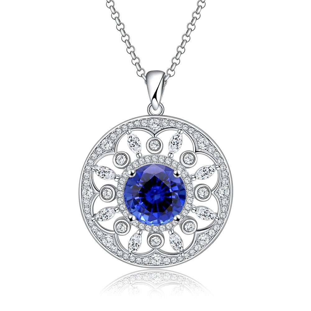 4ct Sapphire Sterling Silver Pendant