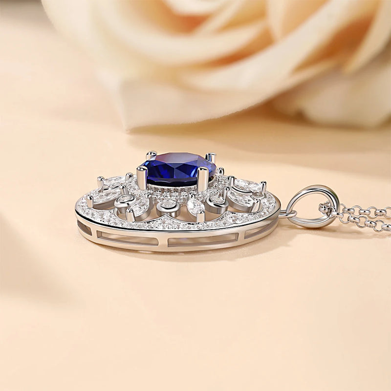 4ct Sapphire Sterling Silver Pendant - Glamora