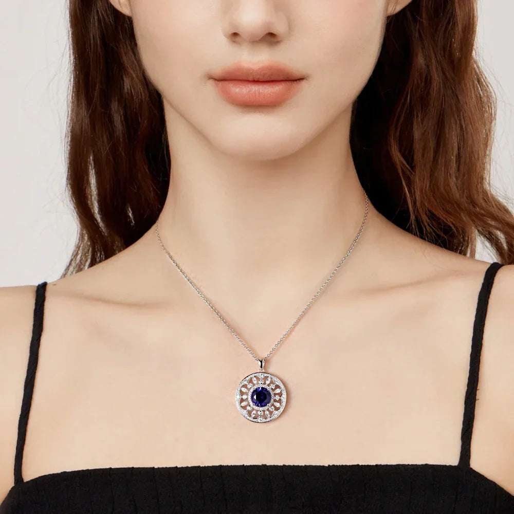 4ct Sapphire Sterling Silver Pendant