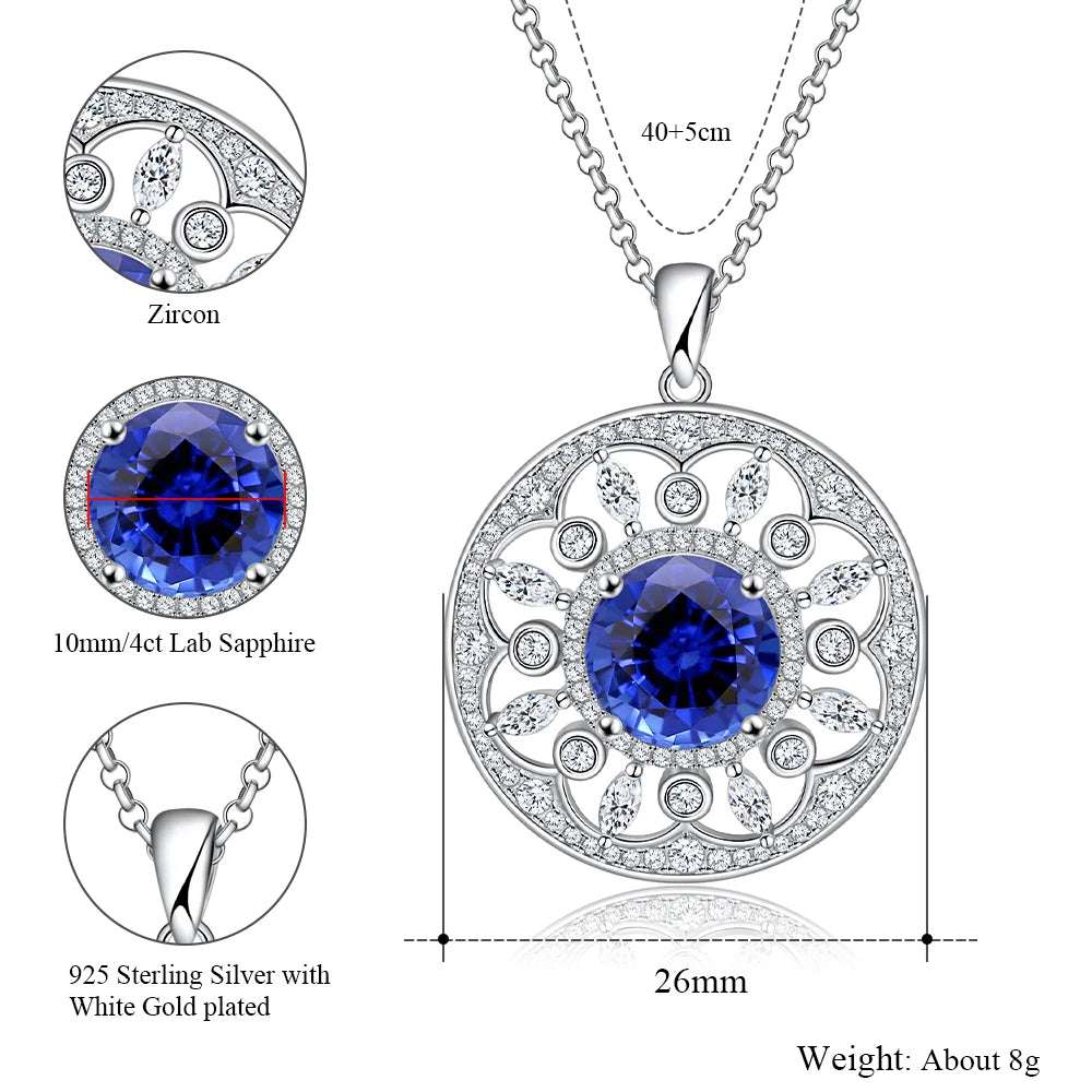 4ct Sapphire Sterling Silver Pendant