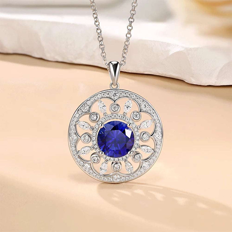 4ct Sapphire Sterling Silver Pendant - Glamora