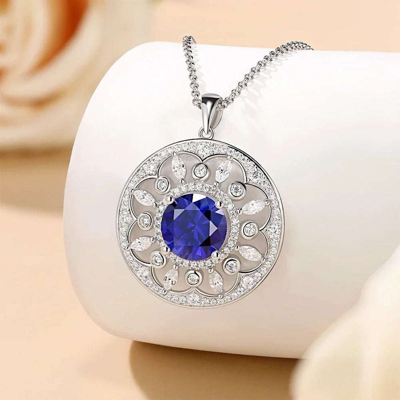 4ct Sapphire Sterling Silver Pendant - Glamora