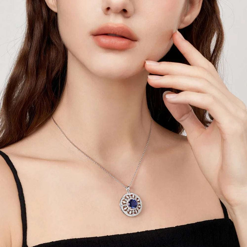 4ct Sapphire Sterling Silver Pendant - Glamora