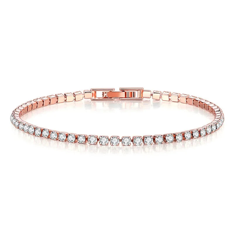 Rose Gold Zirconia Sterling Tennis Bracelet - Glamora