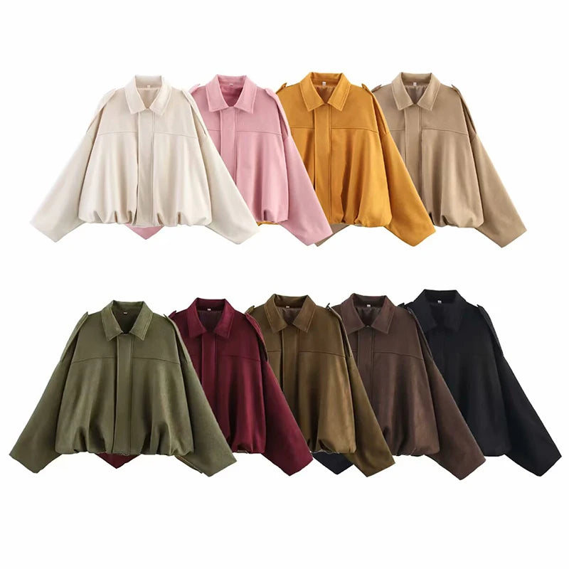 Vintage Bomber Jacket Stylish Outerwear Women - Glamora