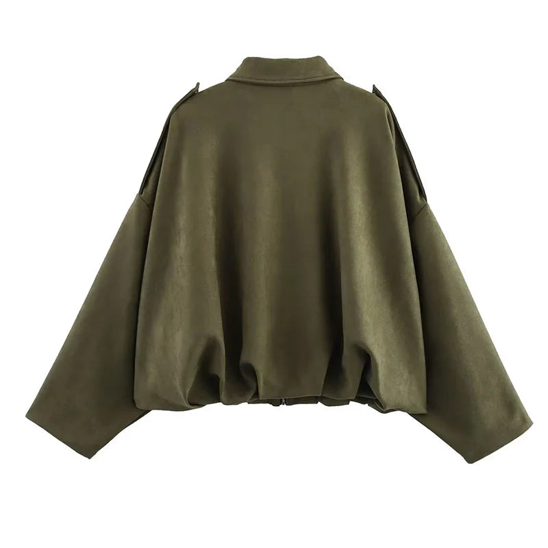 Vintage Bomber Jacket Stylish Outerwear Women - Glamora