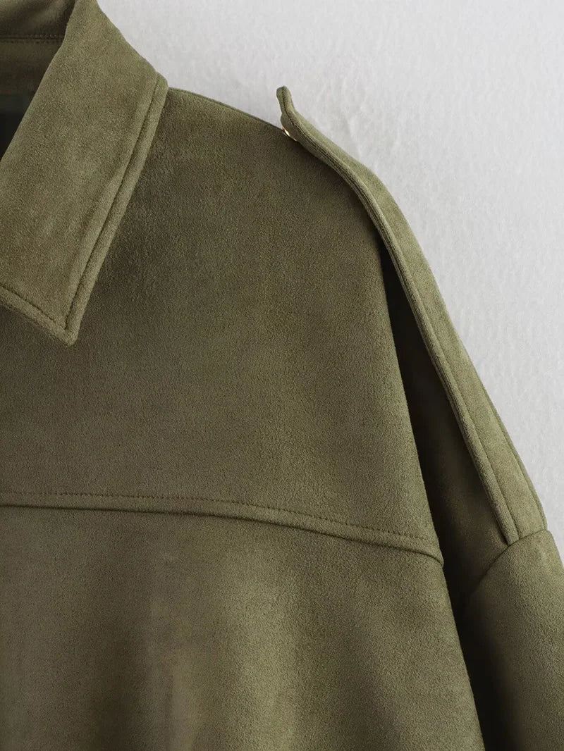 Vintage Bomber Jacket Stylish Outerwear Women