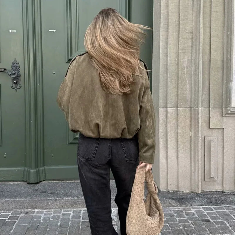Vintage Bomber Jacket Stylish Outerwear Women - Glamora