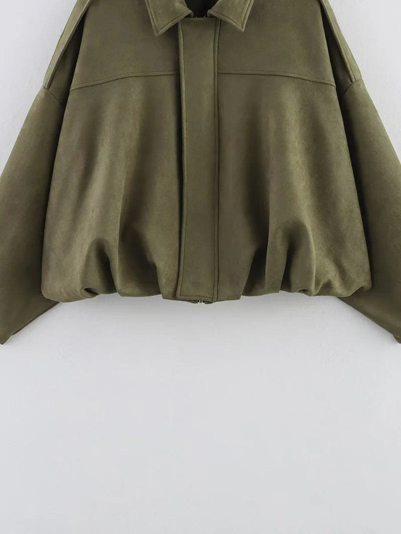 Vintage Bomber Jacket Stylish Outerwear Women