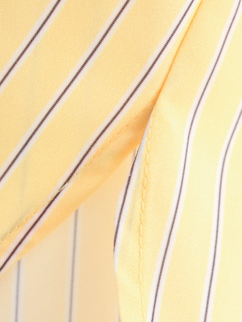 Butter Yellow Striped Loose Shirt Summer - Glamora