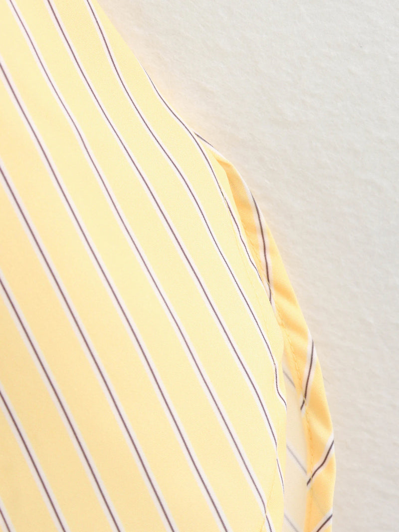 Butter Yellow Striped Loose Shirt Summer - Glamora