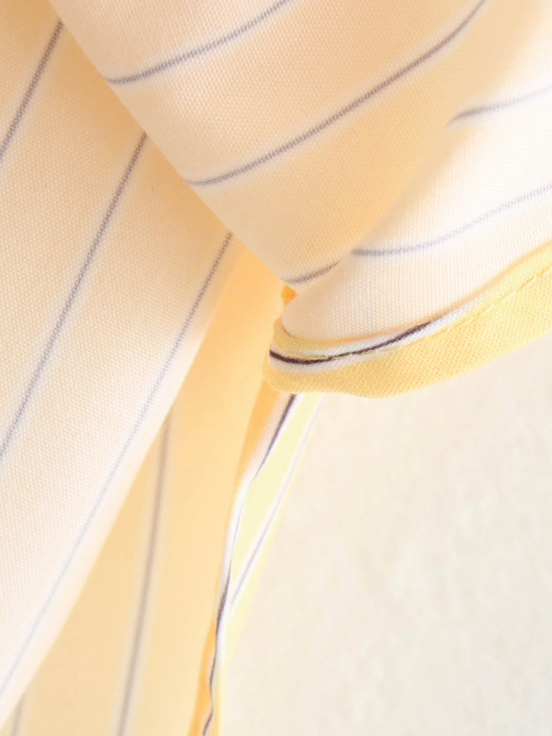 Butter Yellow Striped Loose Shirt Summer - Glamora