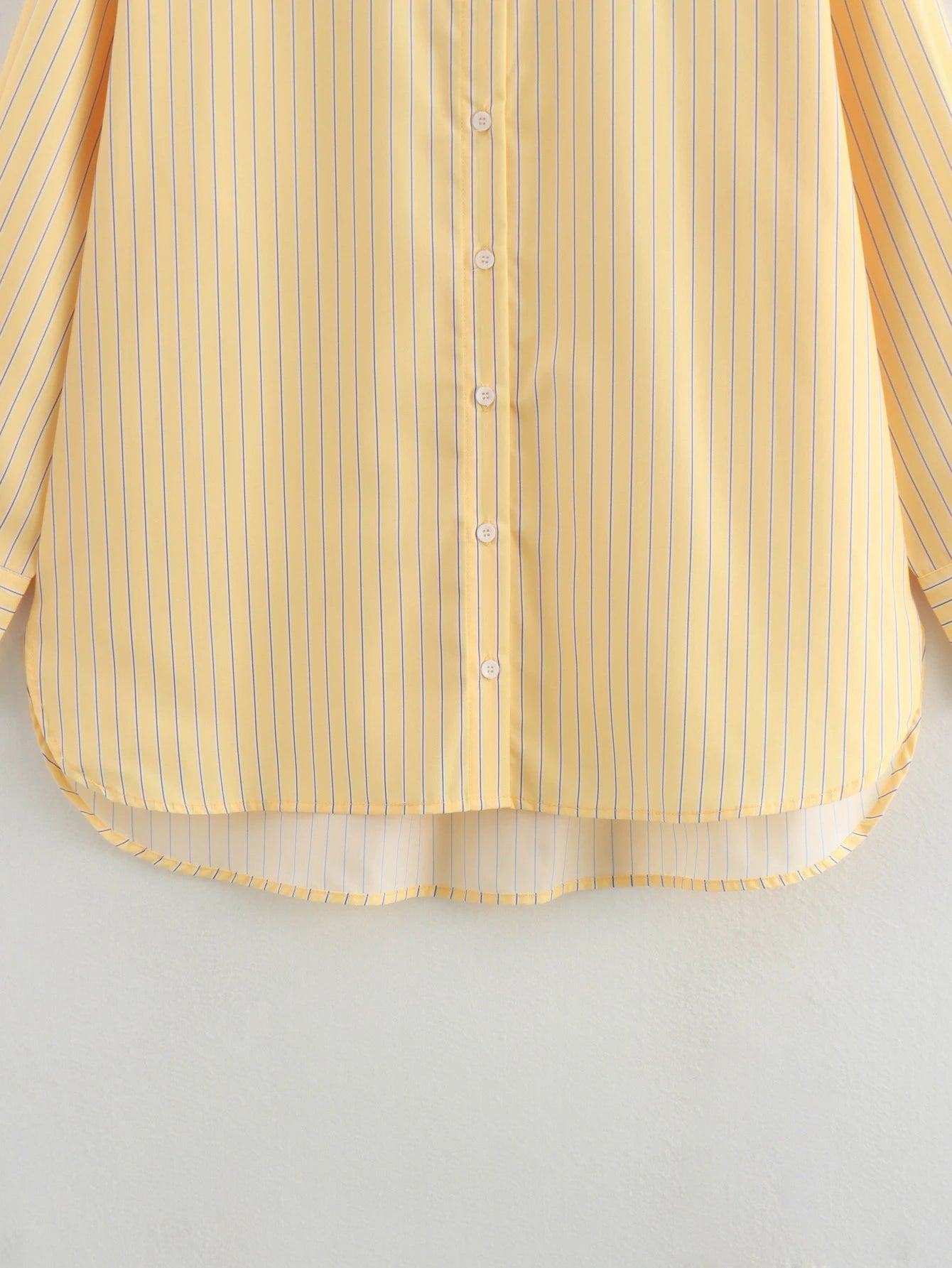 Butter Yellow Striped Loose Shirt Summer