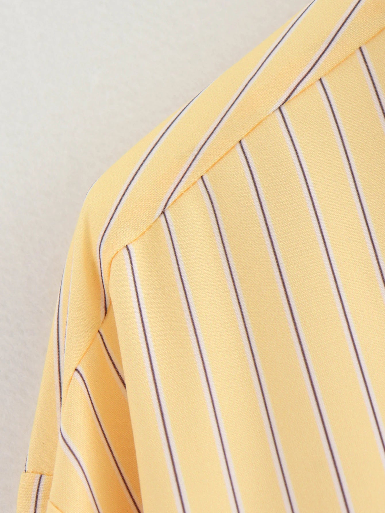 Butter Yellow Striped Loose Shirt Summer