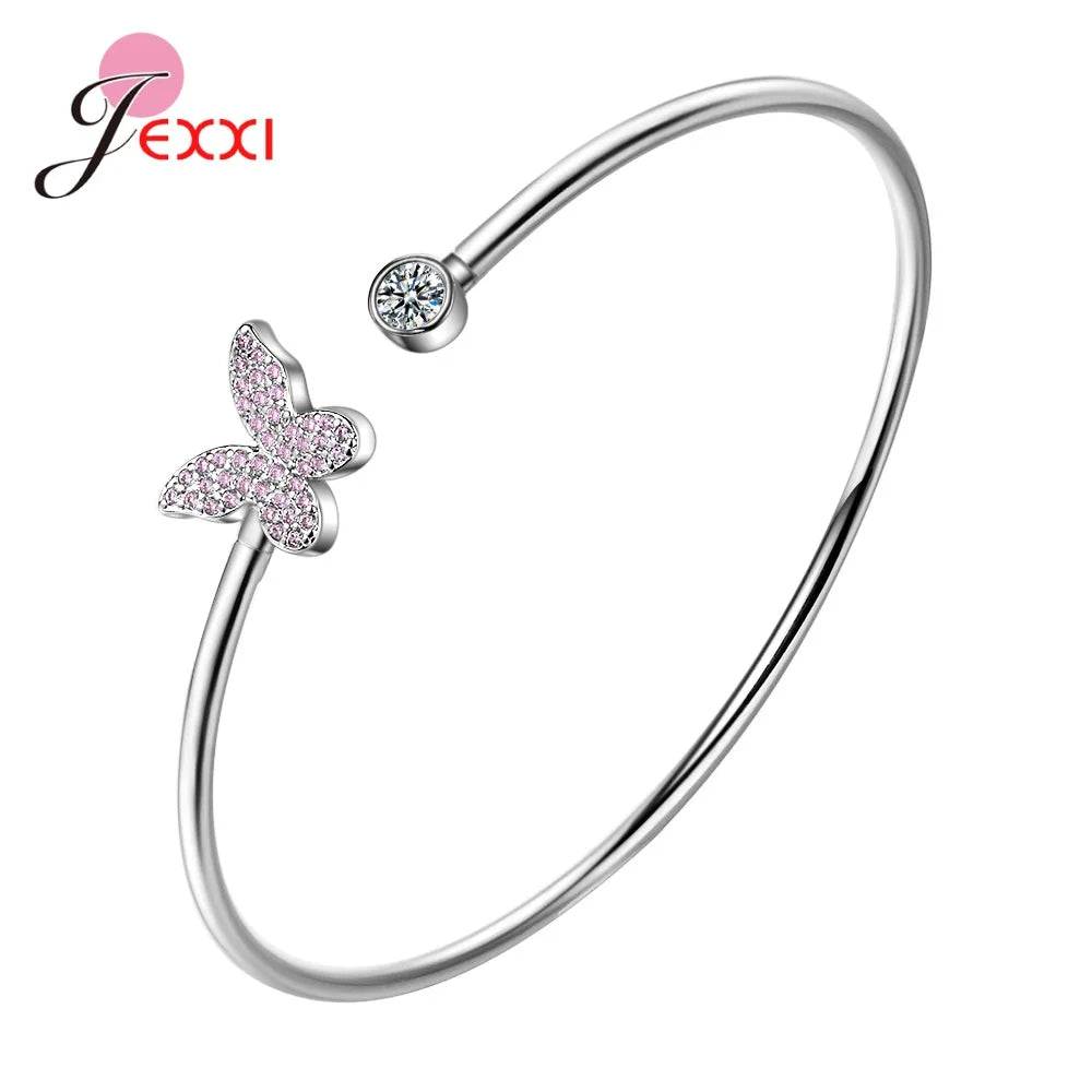 Sterling Silver Heart-Shaped Bangle Bracelet