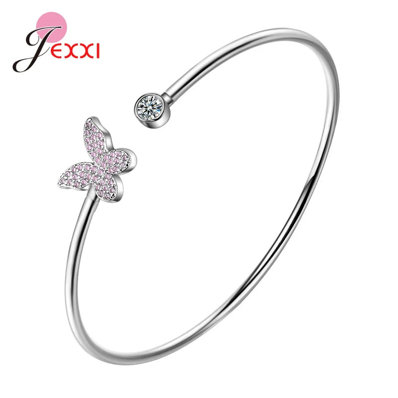 Sterling Silver Heart-Shaped Bangle Bracelet - Glamora