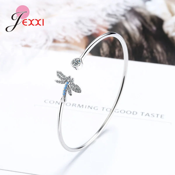 Sterling Silver Heart-Shaped Bangle Bracelet - Glamora
