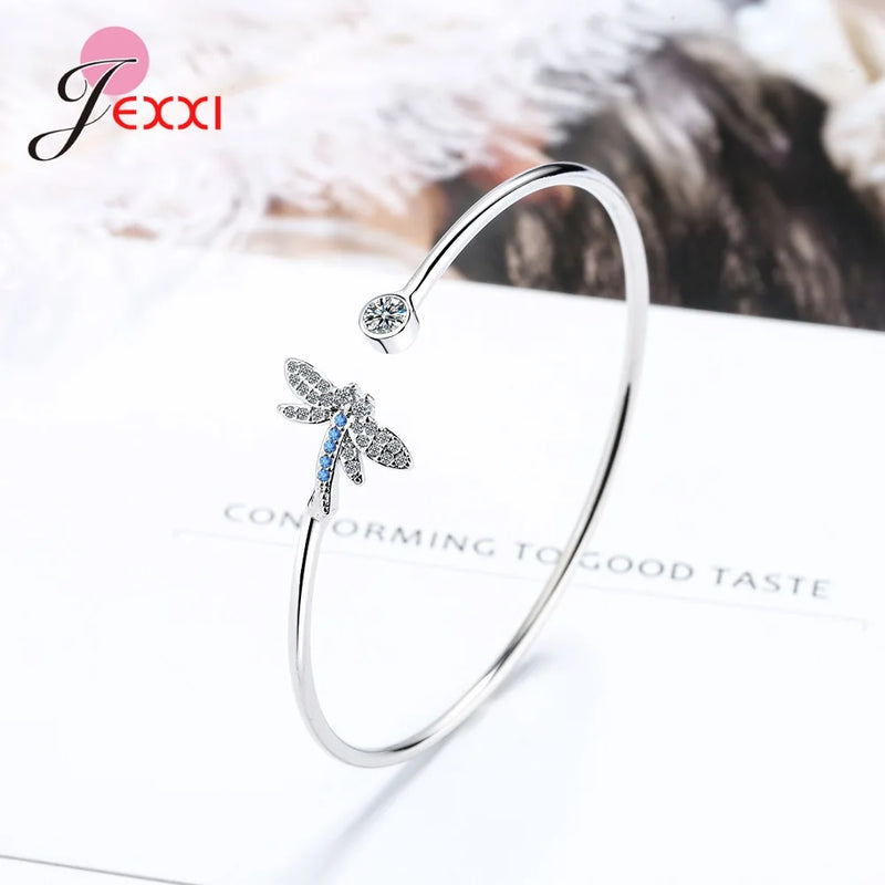 Sterling Silver Heart-Shaped Bangle Bracelet - Glamora
