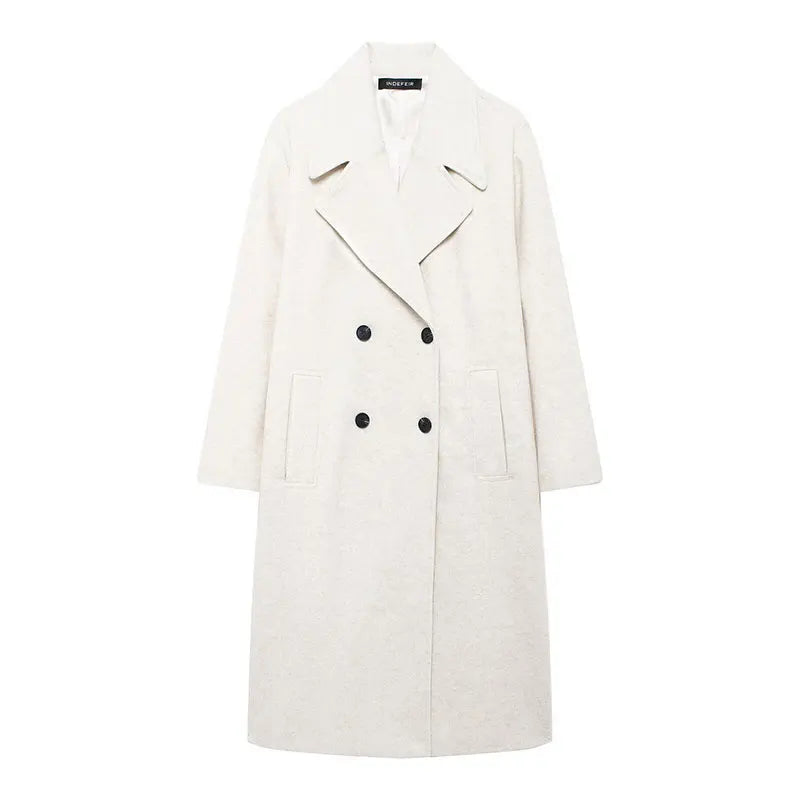 Double Breasted Wool Coat Warmth Women