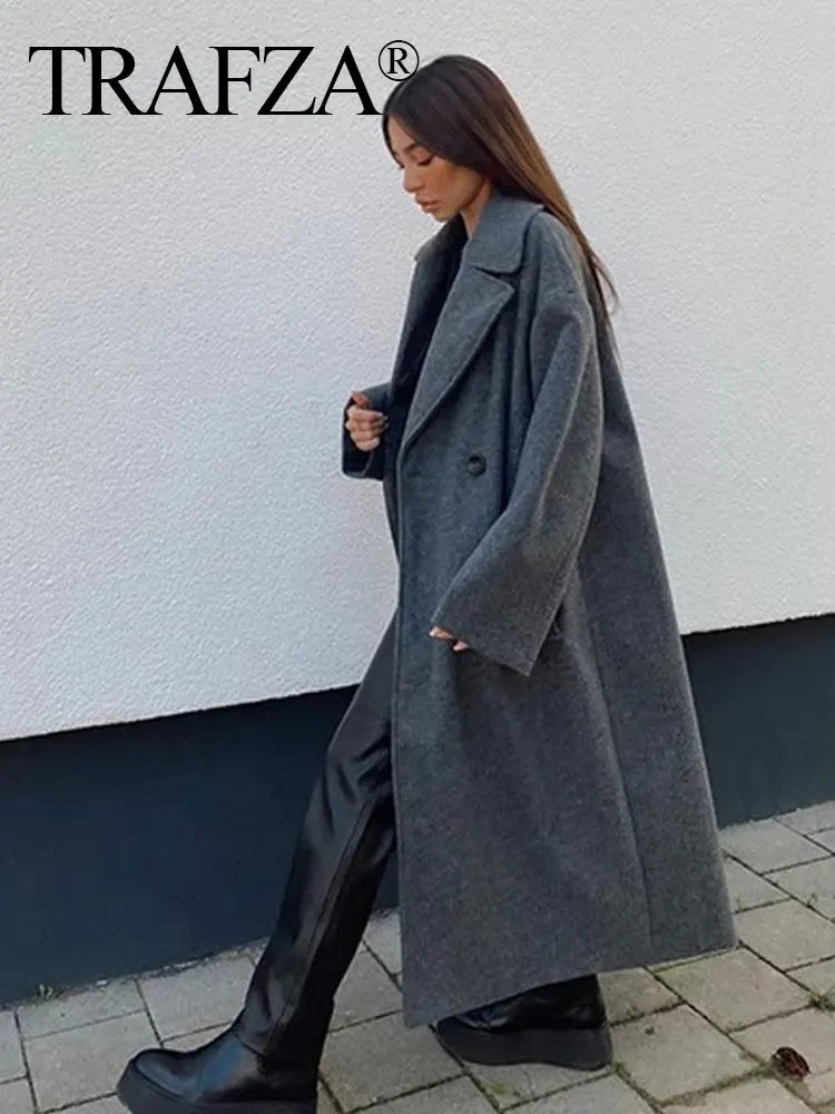 Double Breasted Wool Coat Warmth Women - Glamora