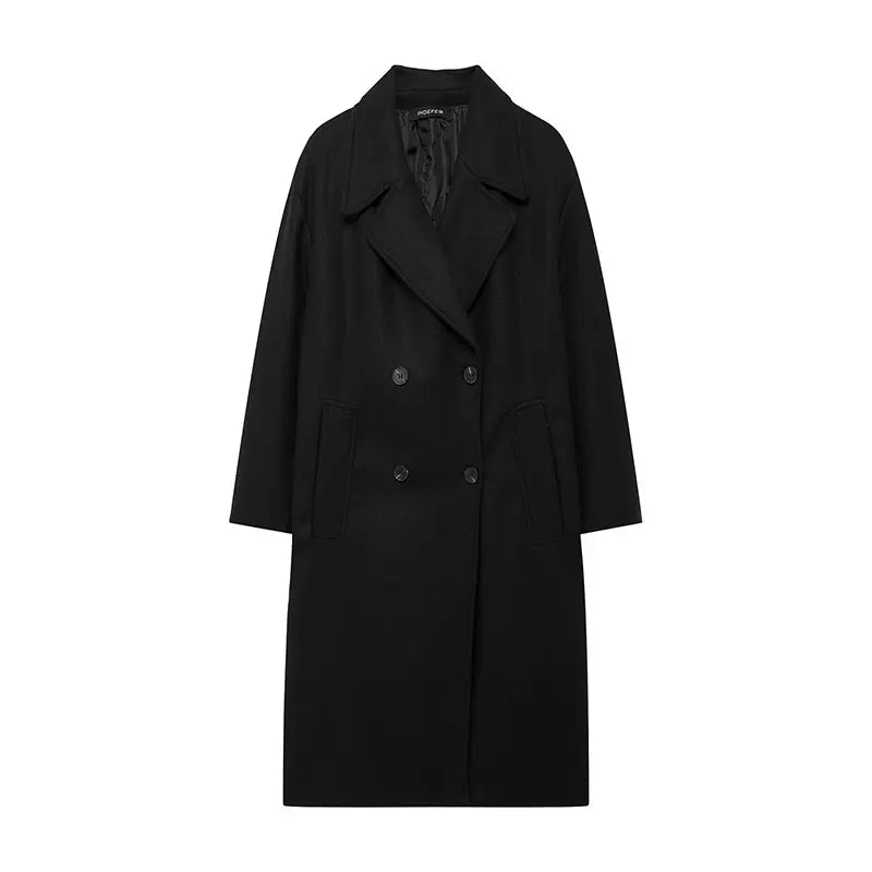 Double Breasted Wool Coat Warmth Women
