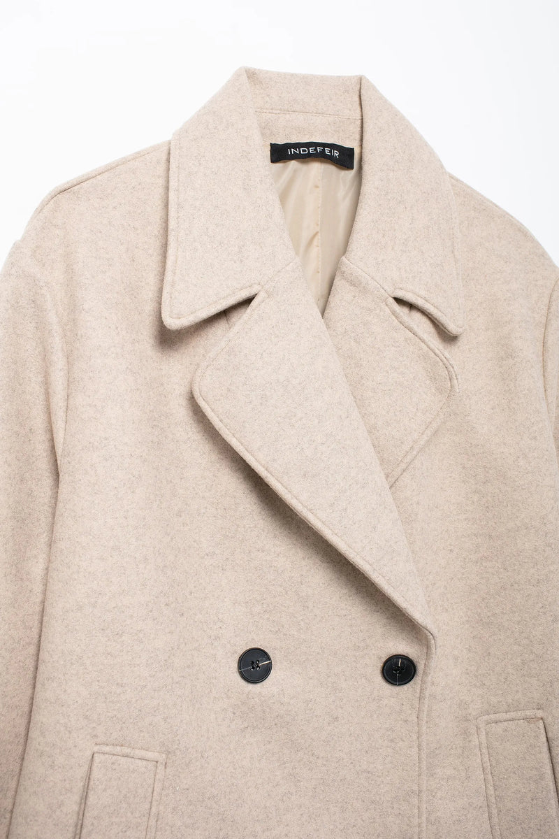 Double Breasted Wool Coat Warmth Women - Glamora