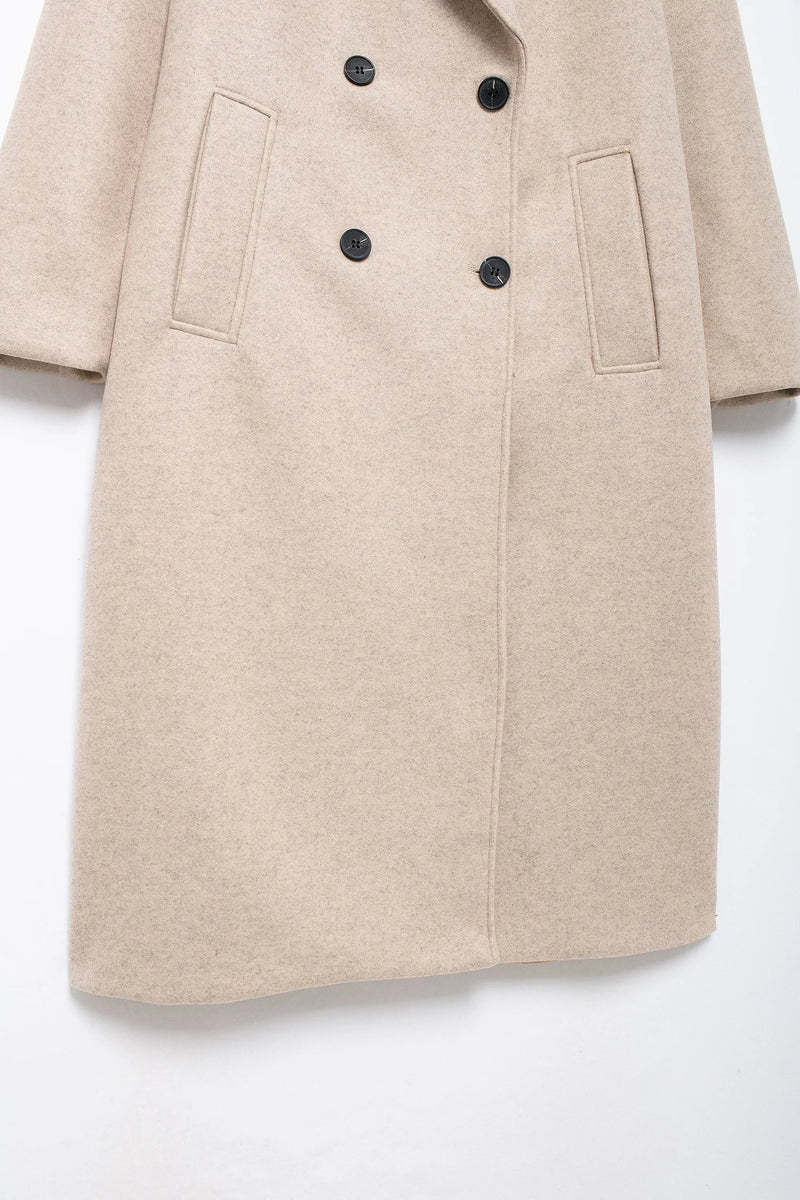 Double Breasted Wool Coat Warmth Women - Glamora