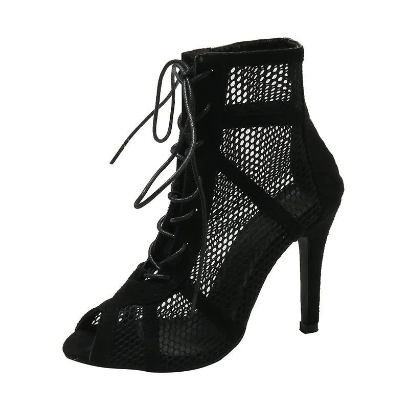 Mesh High Heels Stylish Summer Sandals - Glamora