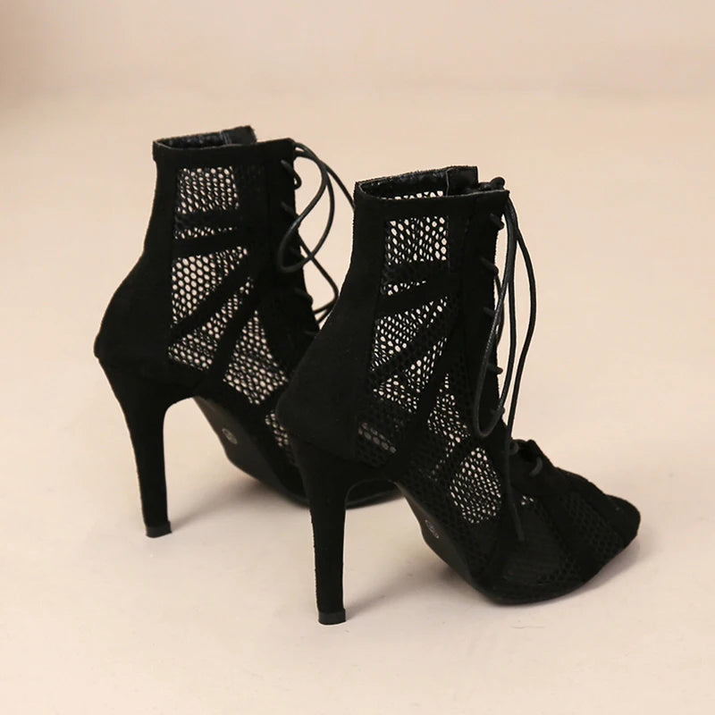 Mesh High Heels Stylish Summer Sandals - Glamora